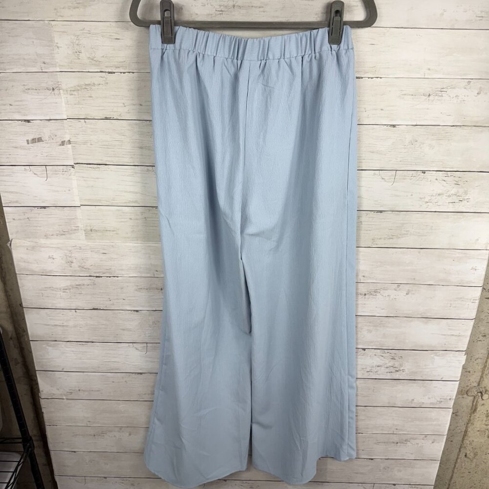 Cider Solid Light Blue Wide Leg Trousers - Picture 3 of 4